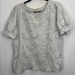 LOFT Gray Knit light weight Floral Short sleeve Sweatshirt/ Size large